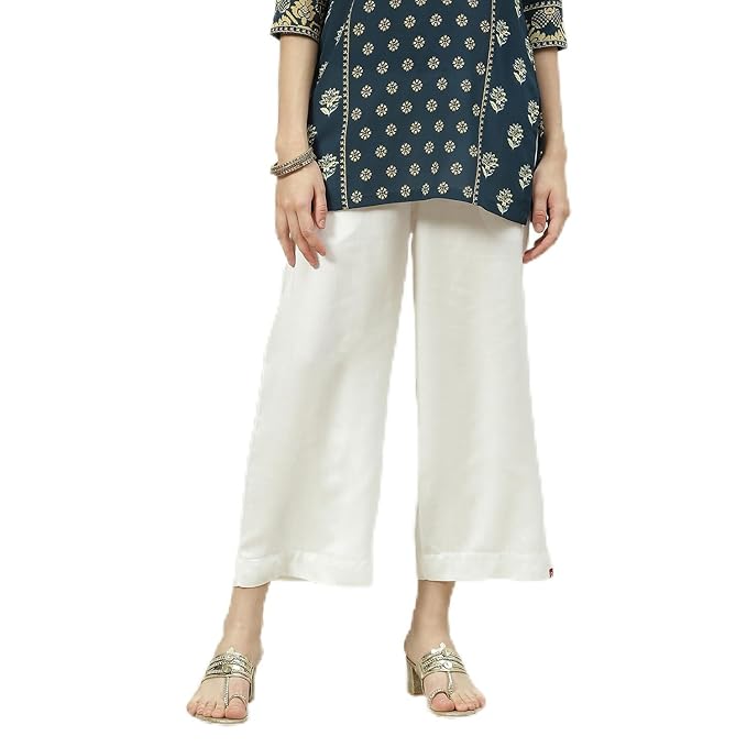 BIBA Women Loose Mid Rise Rayon Palazzo