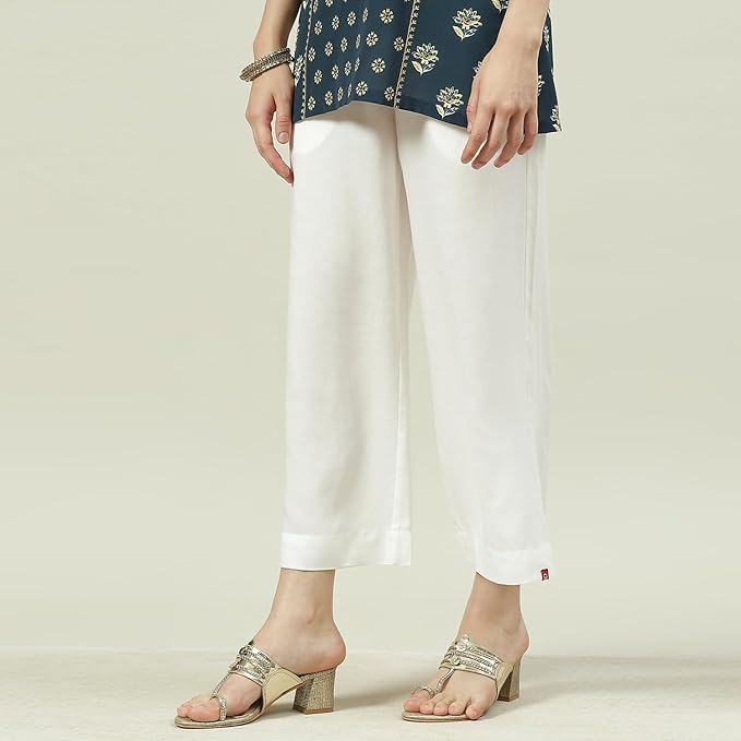 BIBA Women Loose Mid Rise Rayon Palazzo