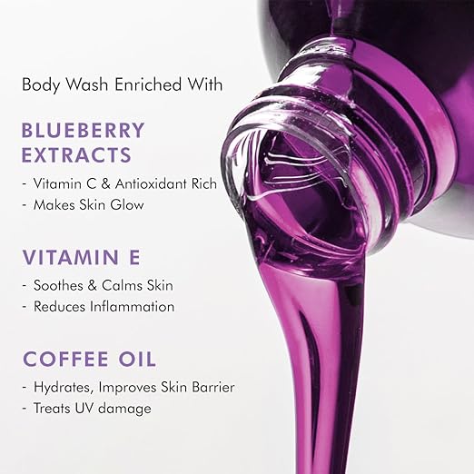 mCaffeine Blueberry Blast Detan & Cleanse Duo for Glowing Skin| Deep Cleanses, Exfoliates, Nourishes | Womens Day Gift Kit for Friends & Family Blueberry Body Wash - 300ml & Bluberry Scrub - 175 g | Fruity Blueberry Aroma for Men & Women