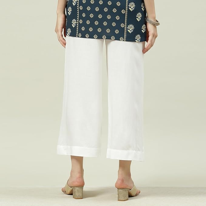 BIBA Women Loose Mid Rise Rayon Palazzo