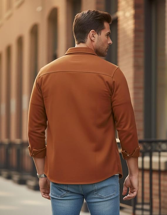 DEELMO Men’s Stylish Cotton Blend Casual Shirt || Full Sleeve Button-Down Shirt with Dual Flap Pockets || Comfortable Breathable Fabric || Perfect for Casual Office and Outing Wear