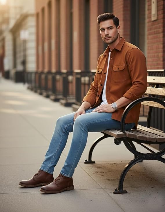 DEELMO Men’s Stylish Cotton Blend Casual Shirt || Full Sleeve Button-Down Shirt with Dual Flap Pockets || Comfortable Breathable Fabric || Perfect for Casual Office and Outing Wear