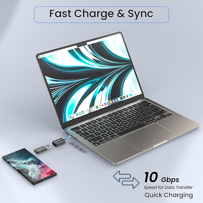 Ambrane USB 3.0 to Type C OTG Adapter, with Thunderbolt to USB to Adapter, 10Gbps High Speed Data Transfer, Compatible with for All Type C Devices Smartphone, Laptops, Tablets, Chargers, MacBook